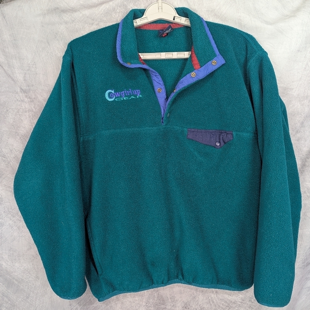 Port Authority Large Fleece Pullover With Snaps Embroidered COWGIRL UP Logo